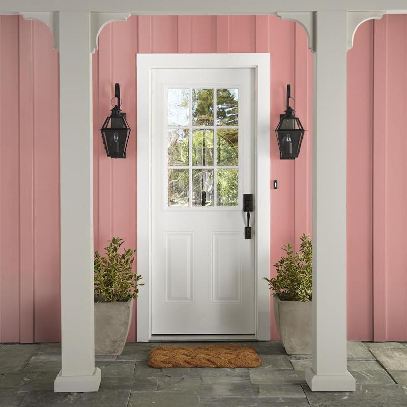 A coral pink exterior paint