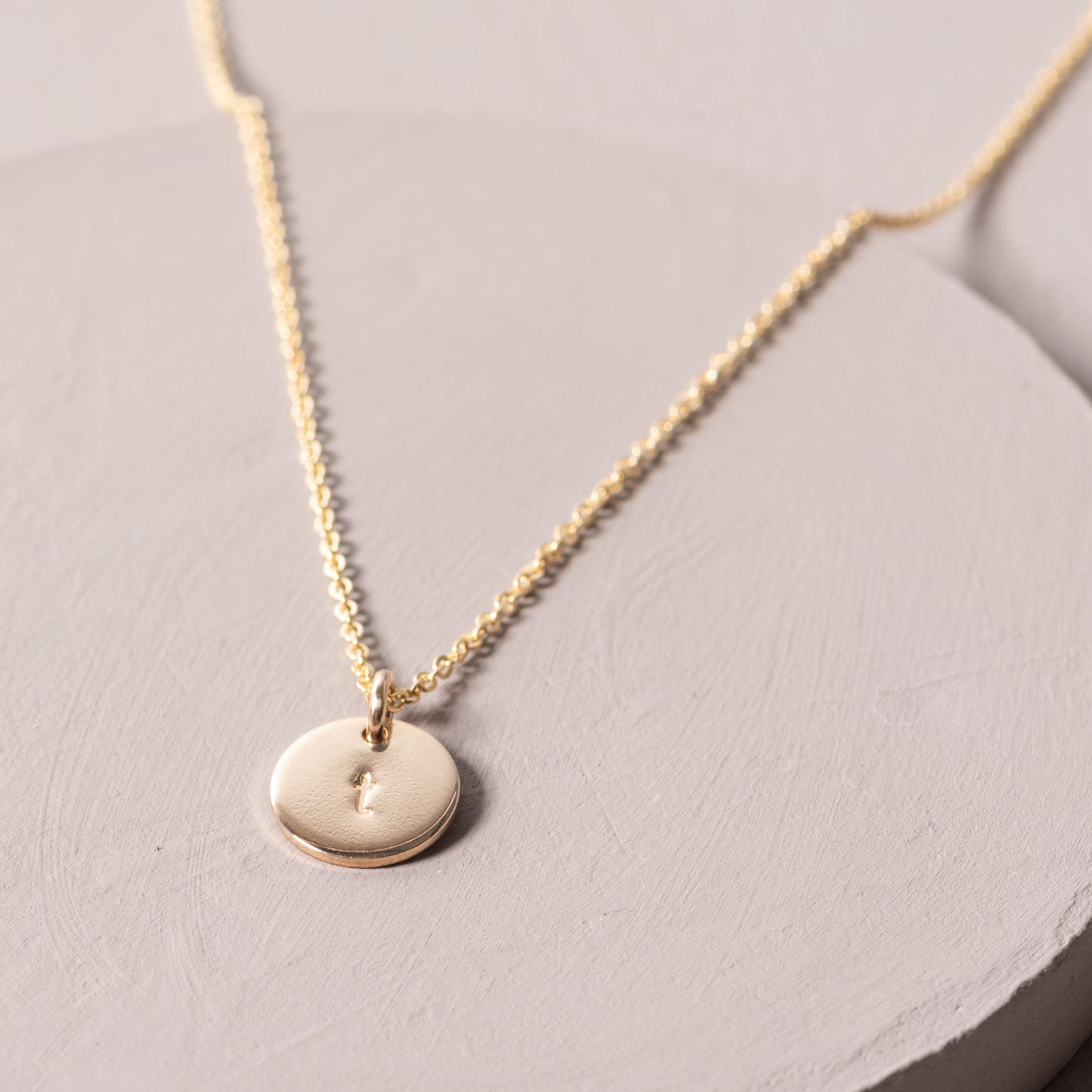 magnolia gold initial disc necklace