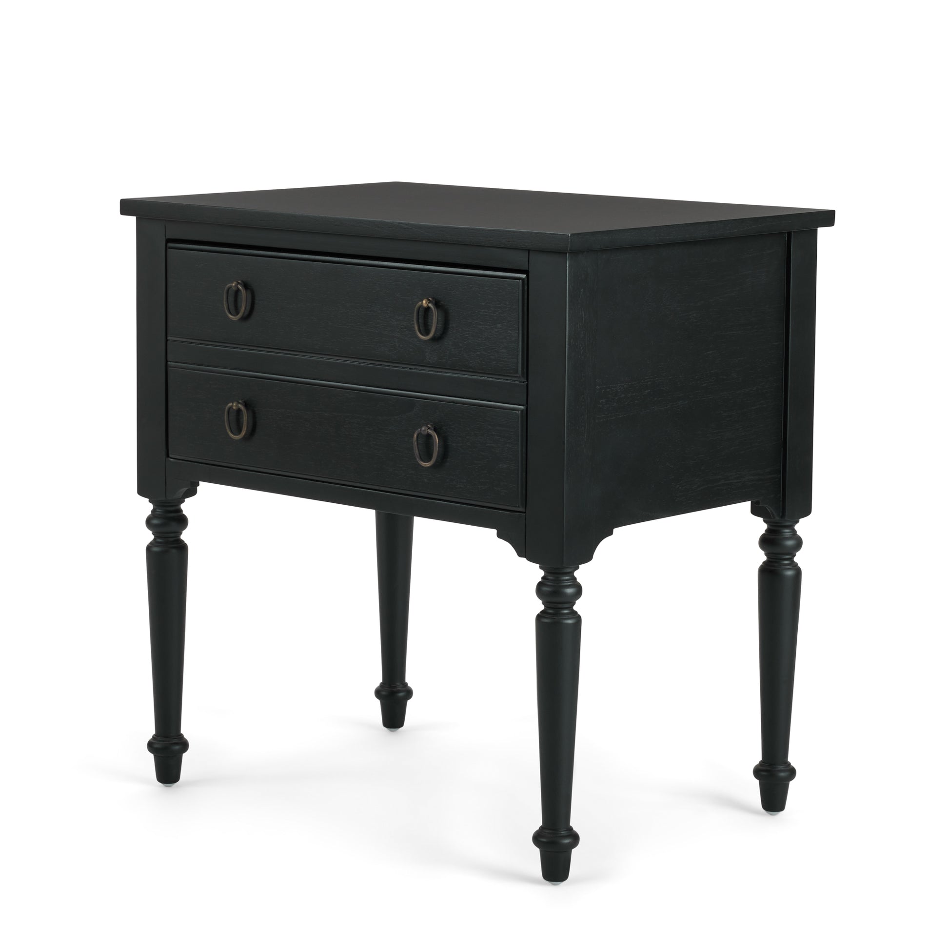 Corinne Nightstand in black mahogany angled