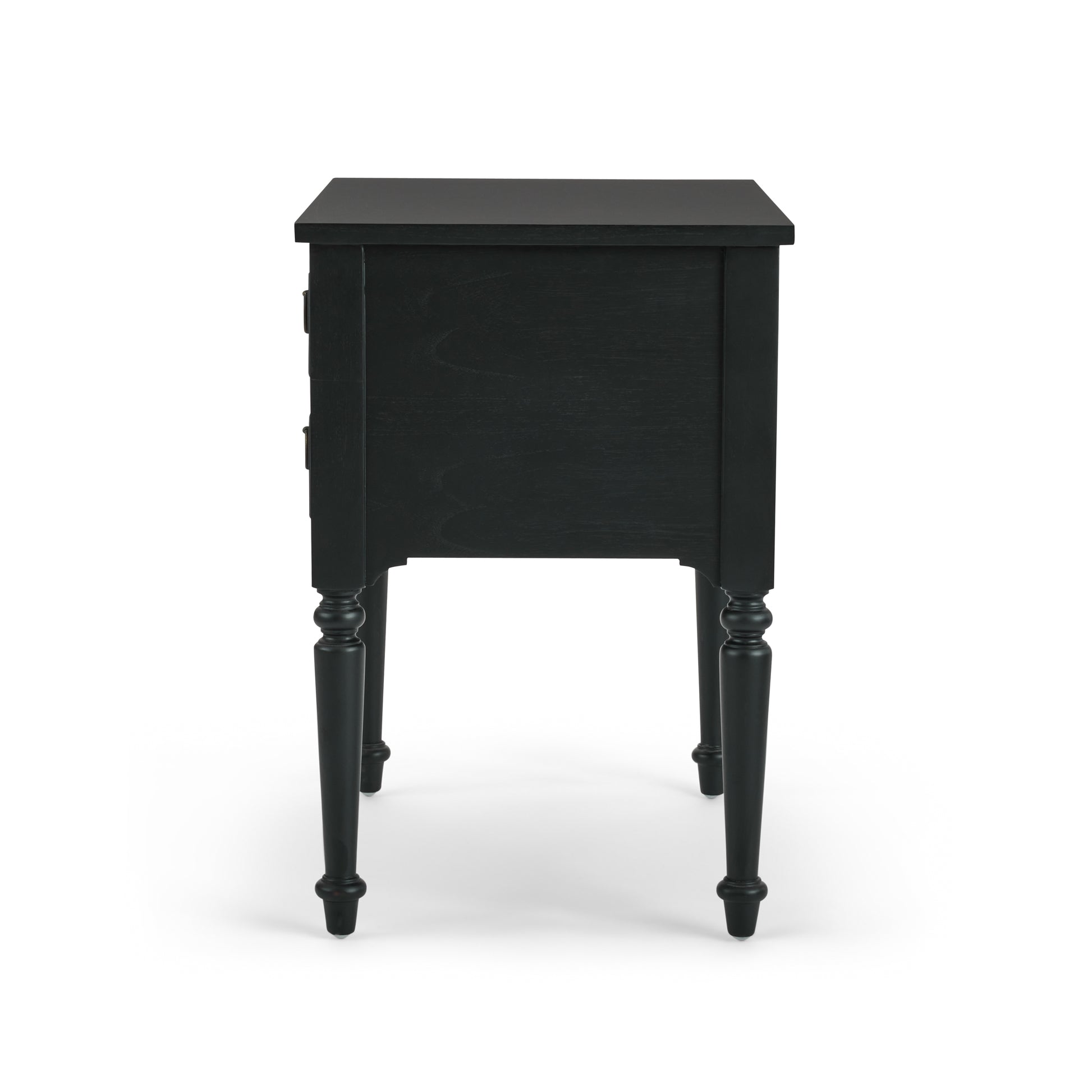 Corinne Nightstand in black mahogany side view