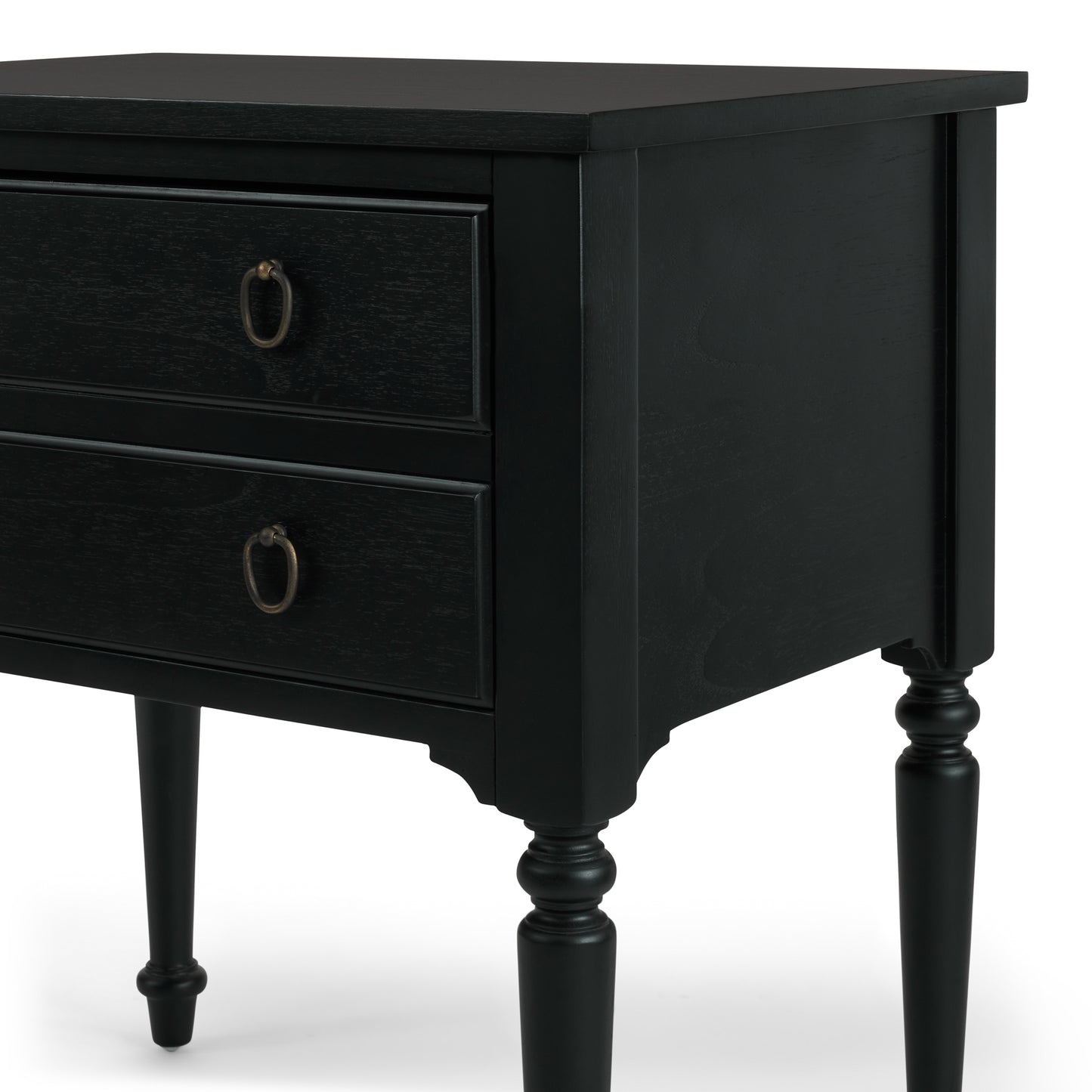Corinne Nightstand in black mahogany close up