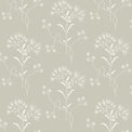 white wildflower pattern on grey wallpaper