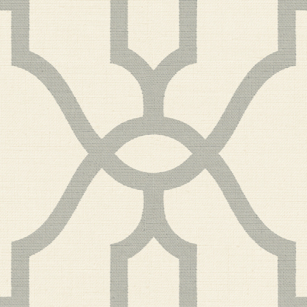 medium grey trellis pattern on cream wallpaper