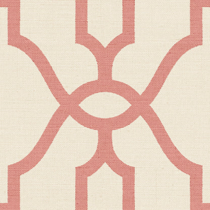 red trellis pattern on cream wallpaper