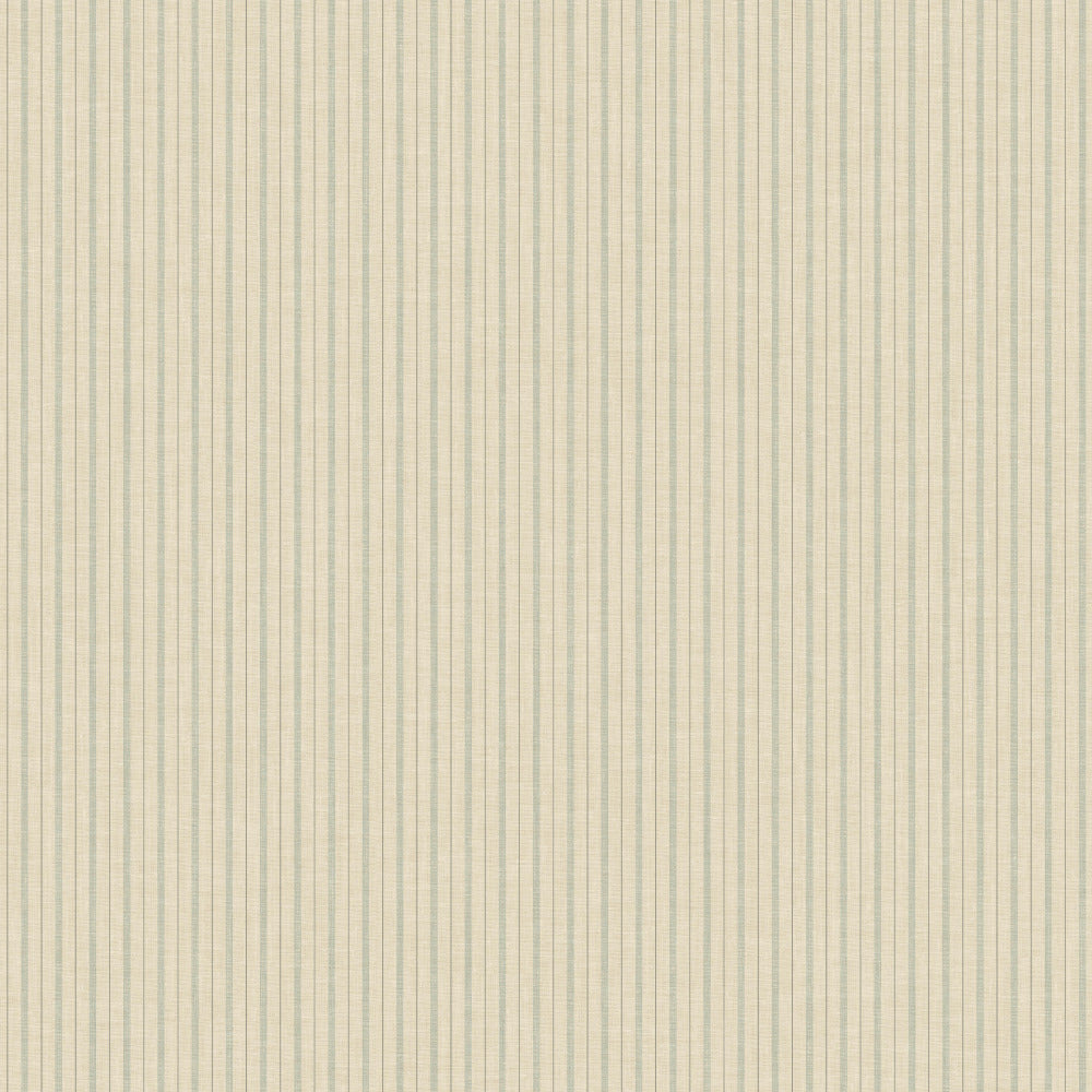 cream and light blue ticking stripe pattern wallpaper