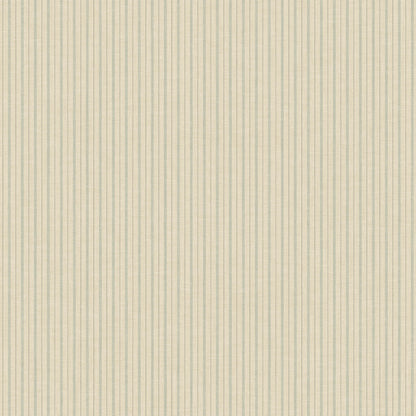 cream and light blue ticking stripe pattern wallpaper