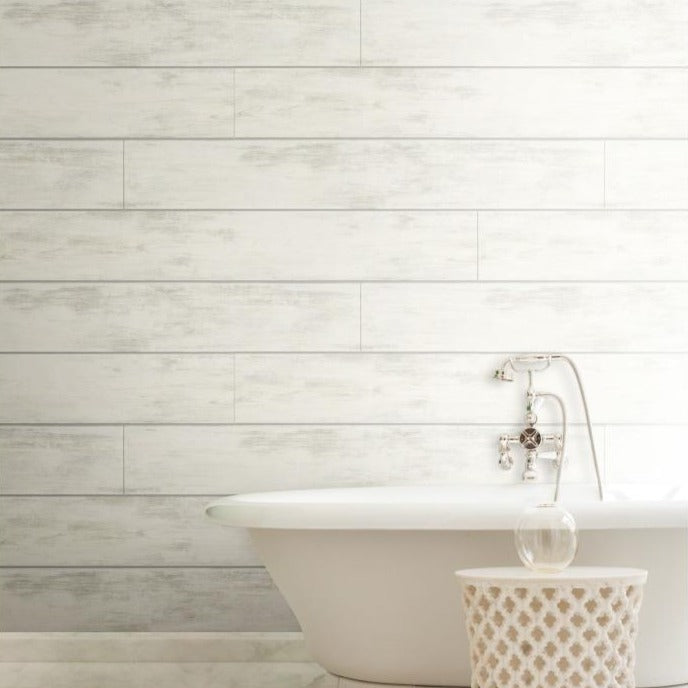 cool white shiplap patterned wallpaper