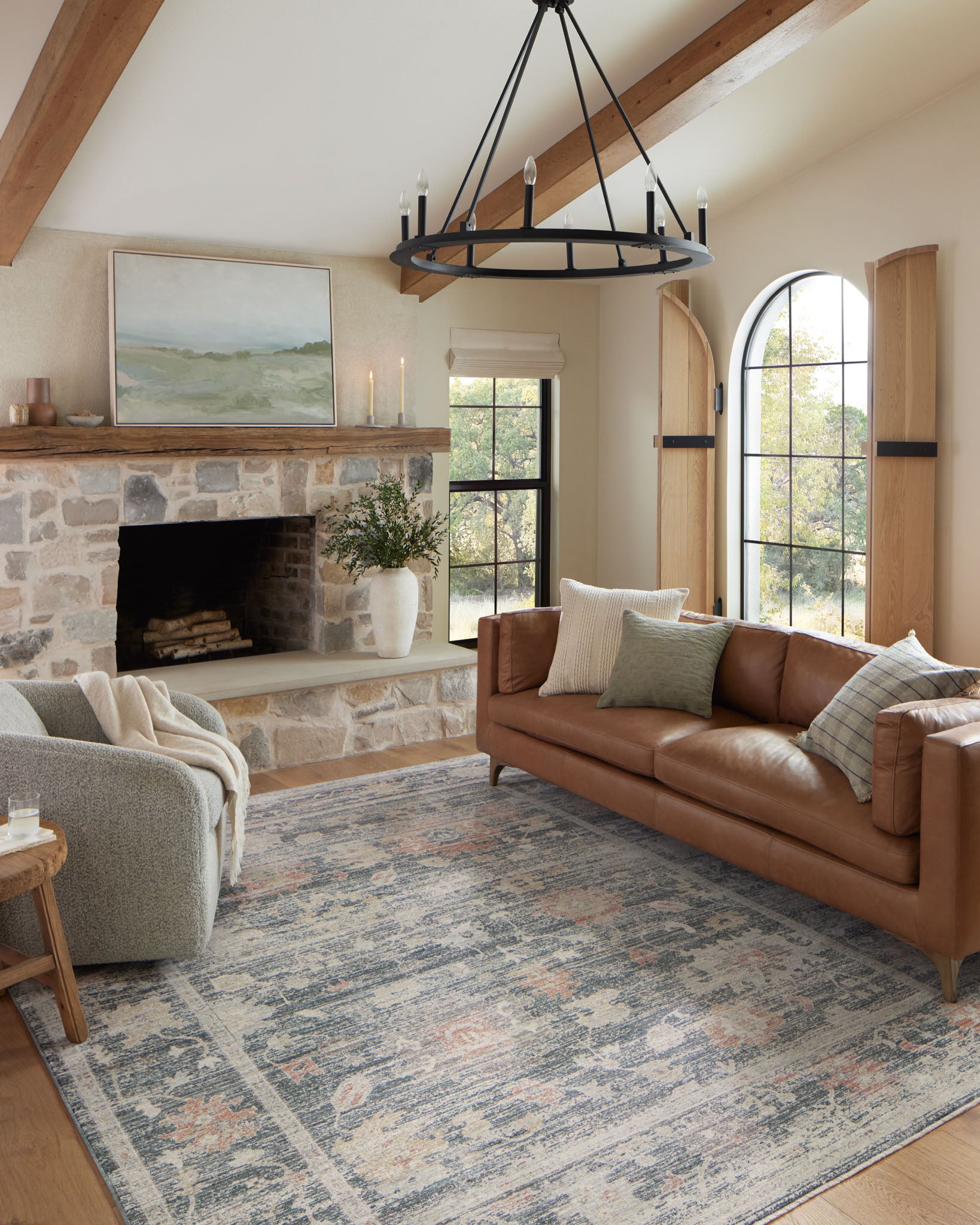 Millie Blue Multi Rug in living room