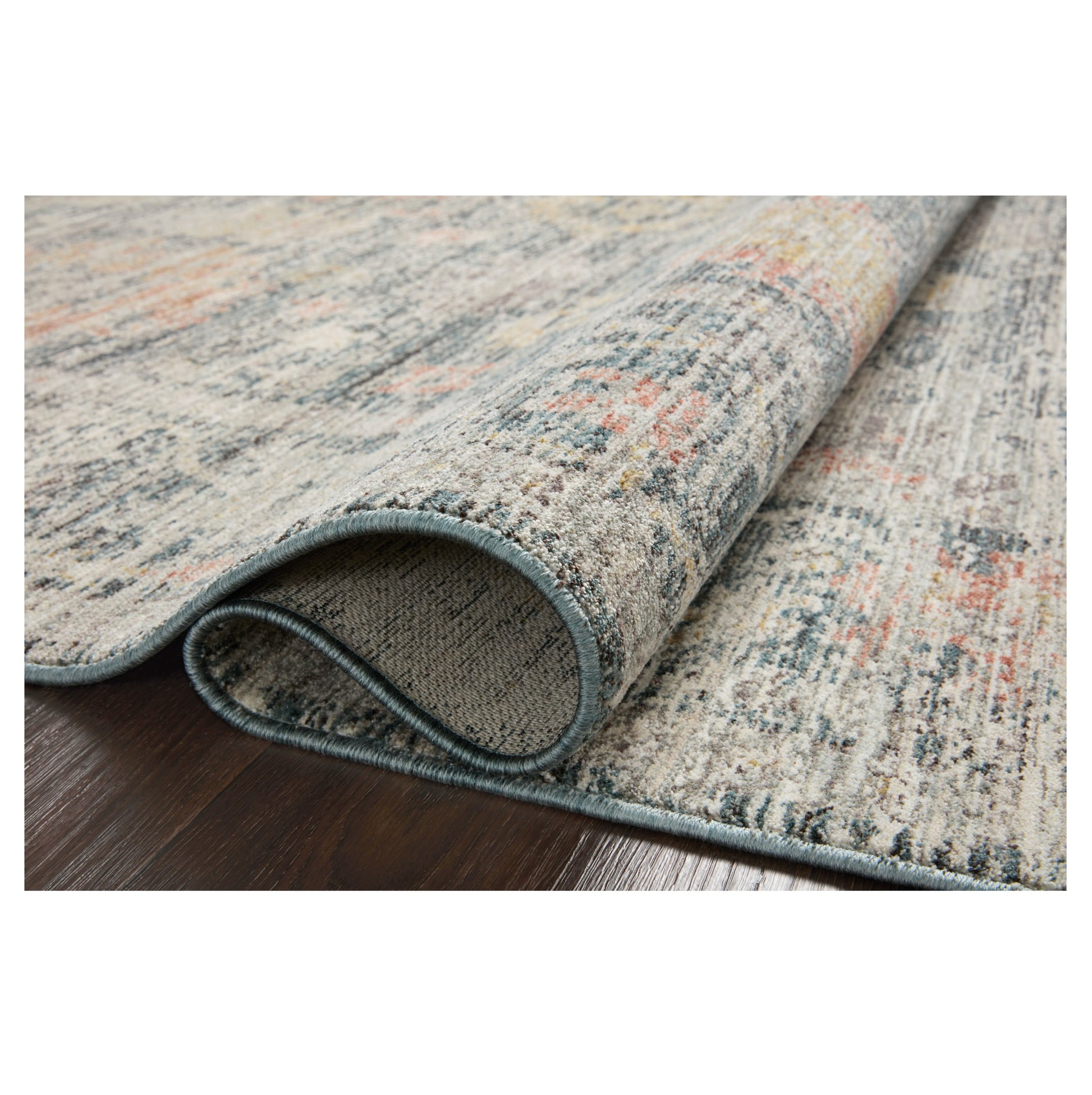 Millie Blue Multi Rug rolled