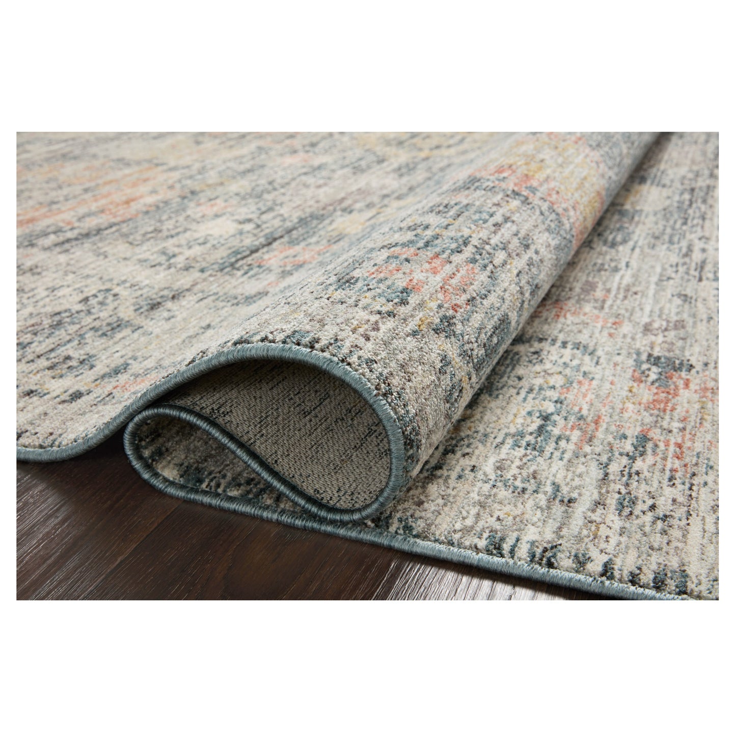 Millie Blue Multi Rug rolled