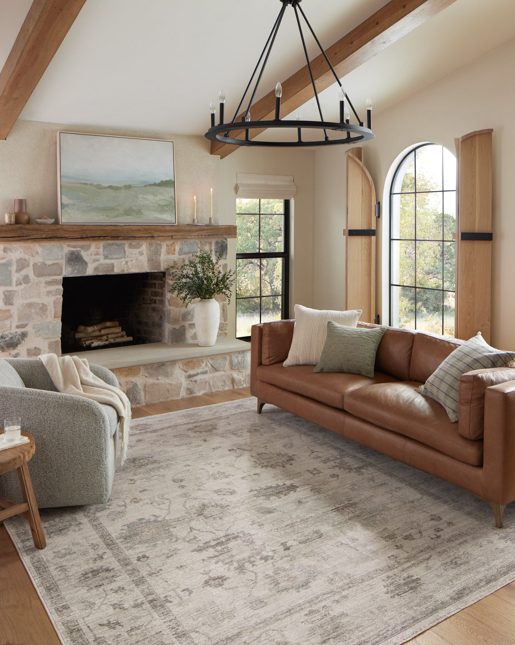 Millie Silver Dove Rug in living room