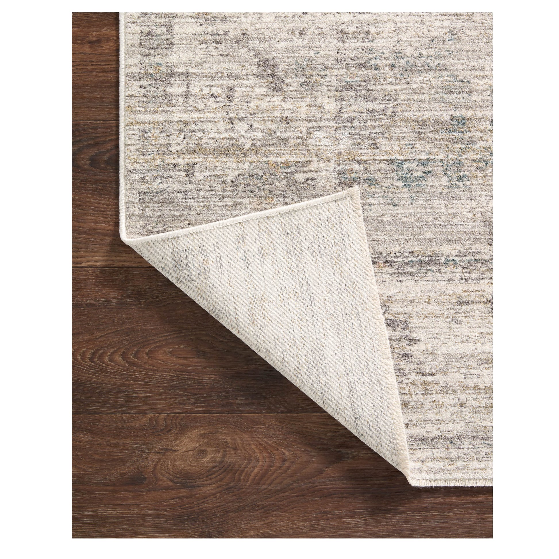 Millie Silver Dove Rug corner flipped up