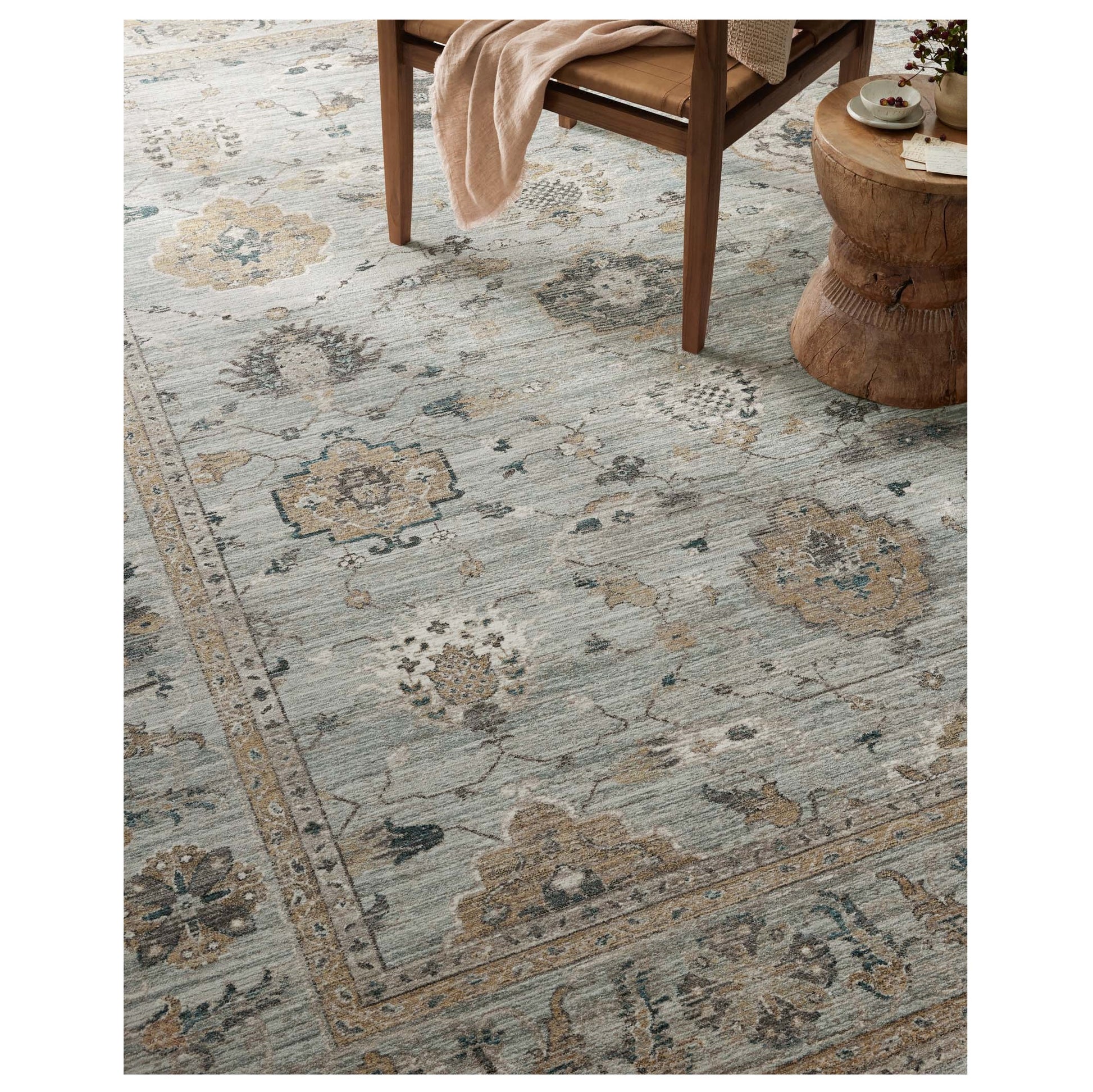 Millie Sky Gold Rug under chair