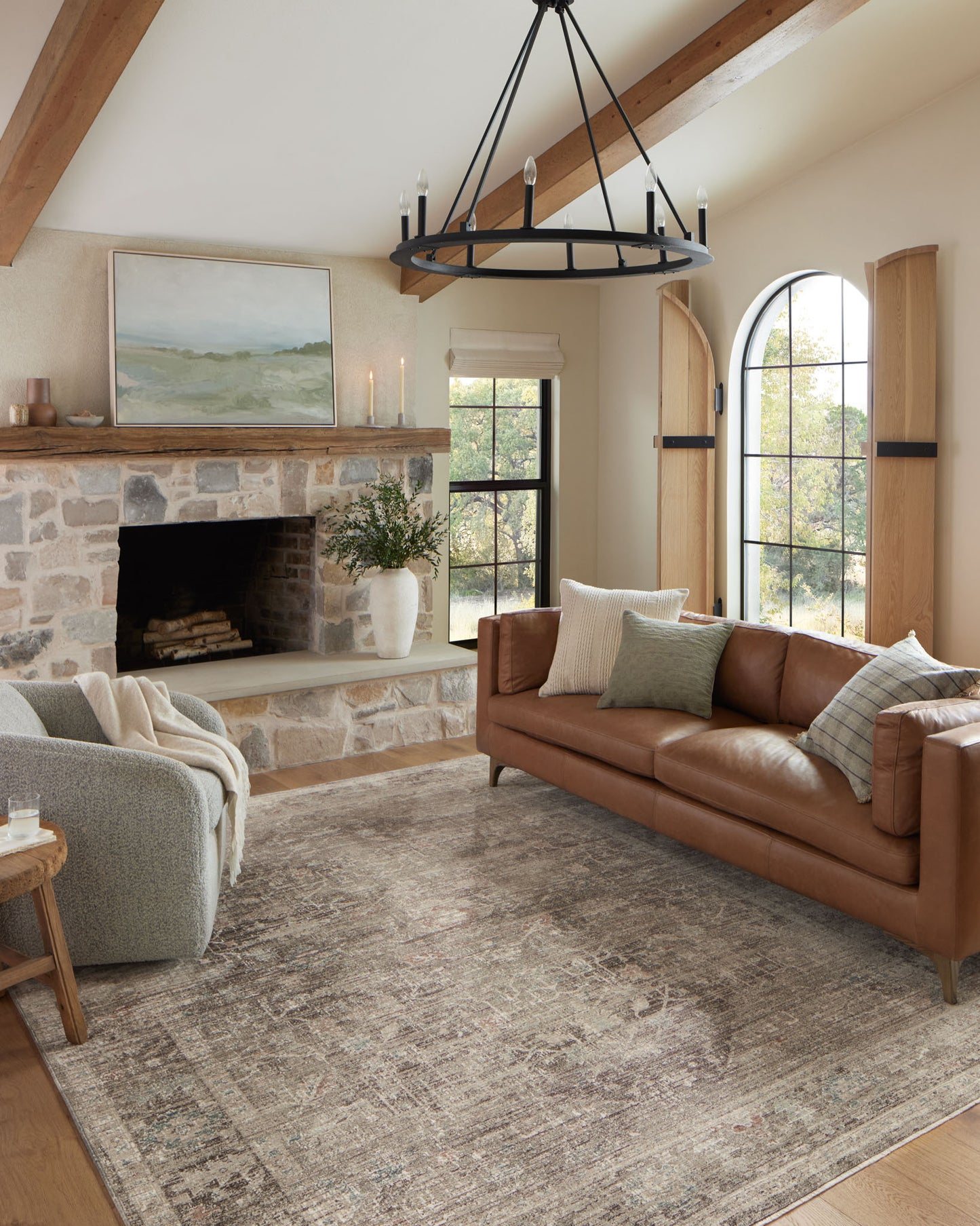 Millie Charcoal Dove Rug in living room 