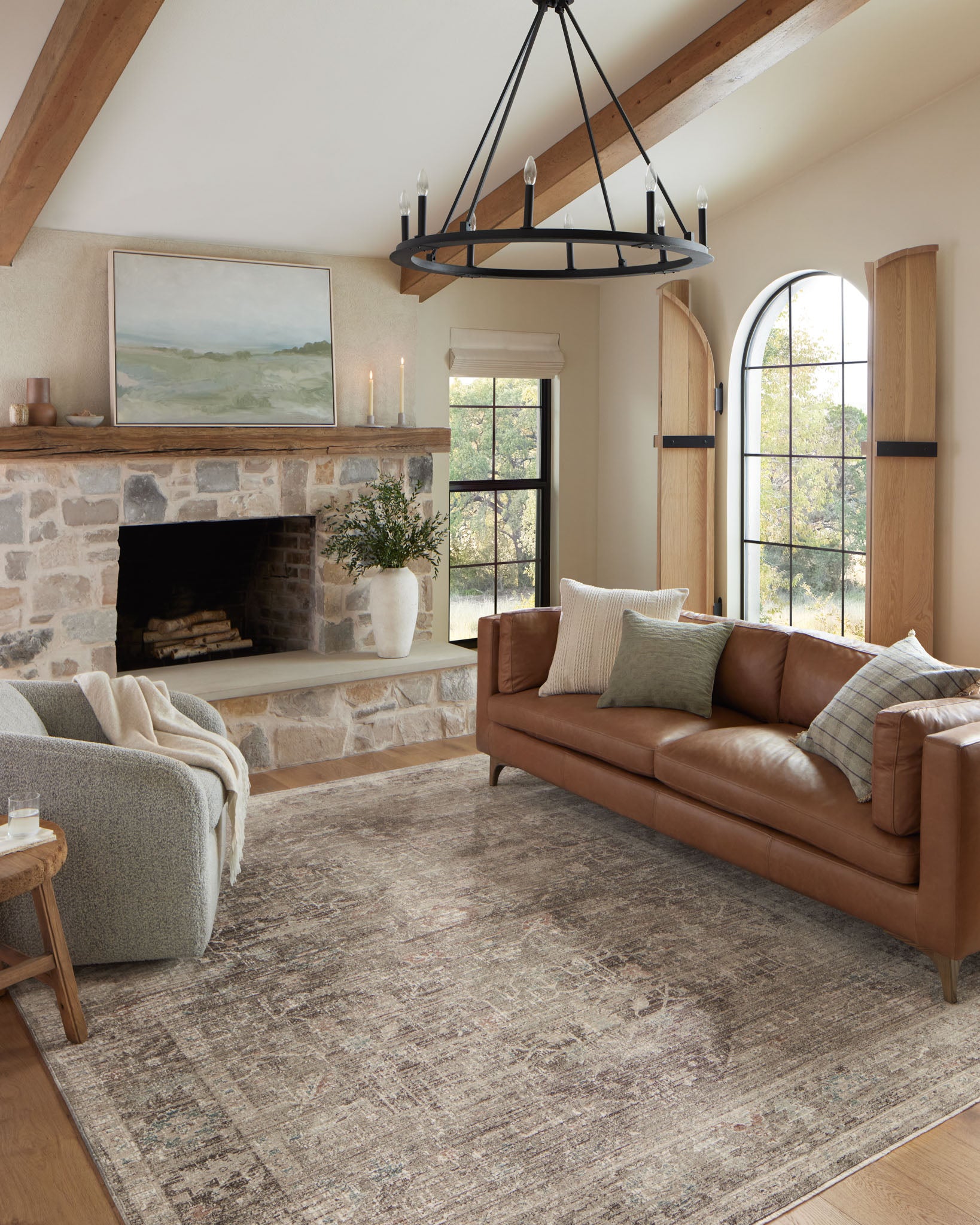 Millie Charcoal Dove Rug in living room 