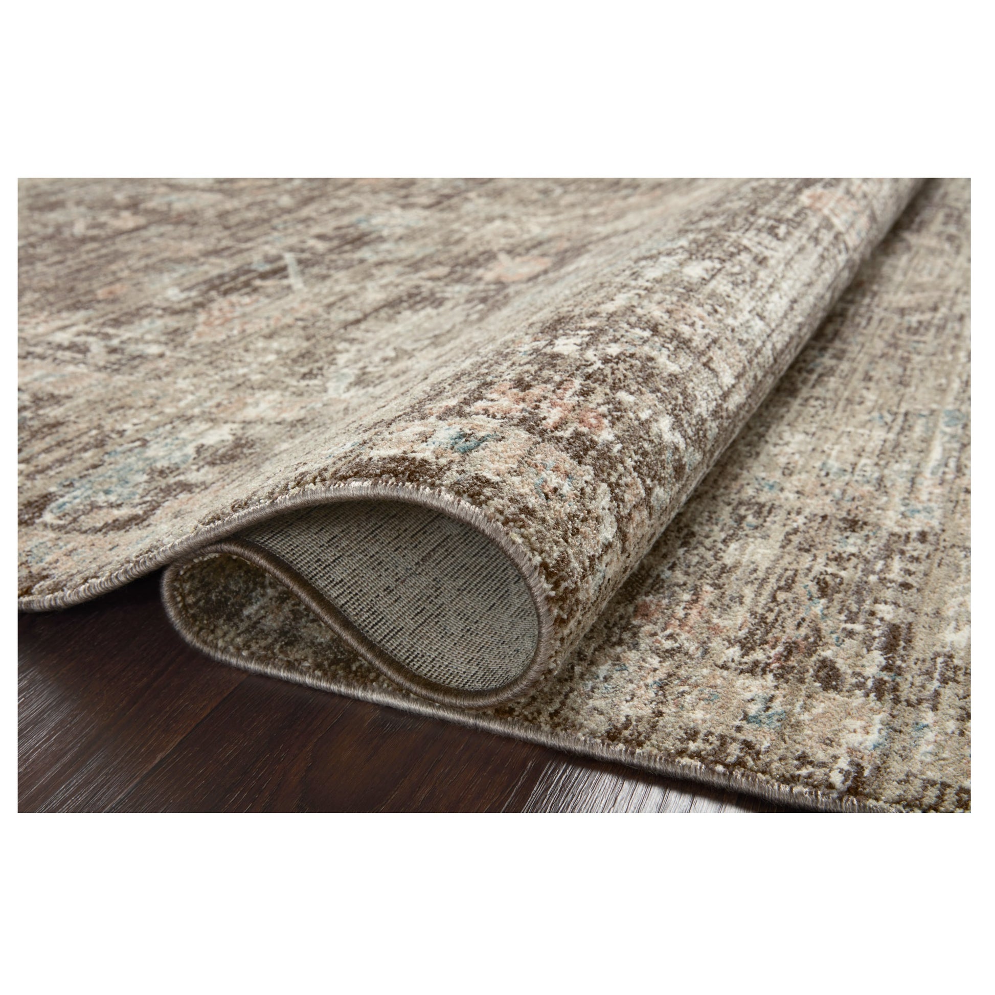 Millie Charcoal Dove Rug rolled 