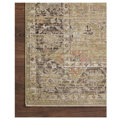 Millie Gold Charcoal Rug corner on wood floor