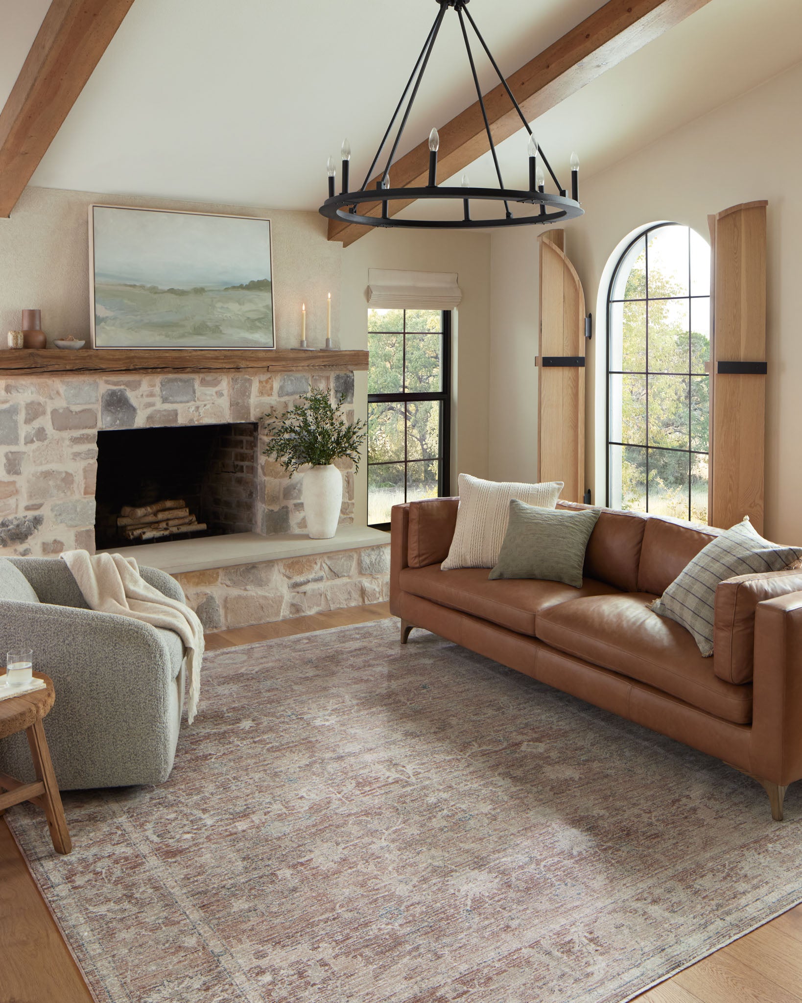Millie Brick Fog Rug in living room