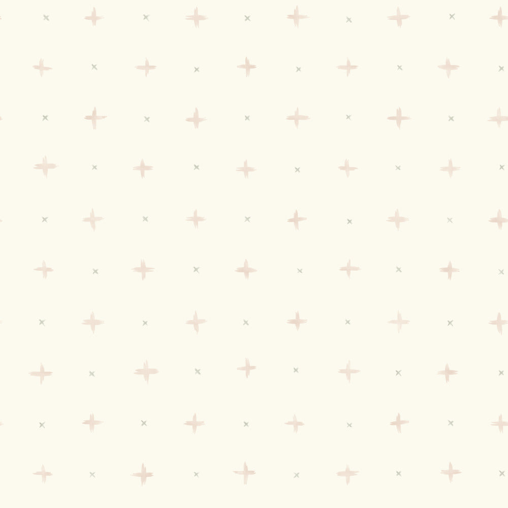cream wallpaper with pink plus sign and x pattern