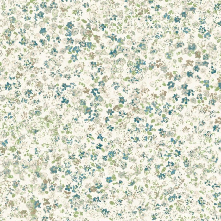 green and blue  floral pattern on white wallpaper