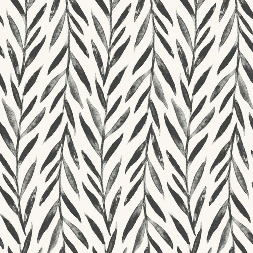 black and white willow branch pattern wallpaper