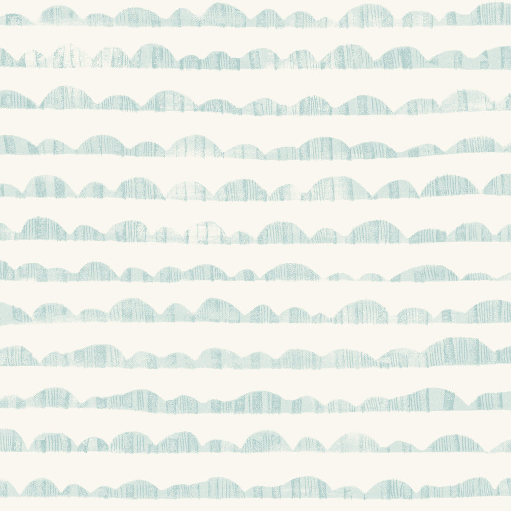 marine blue and white rolling hill sketch pattern wallpaper