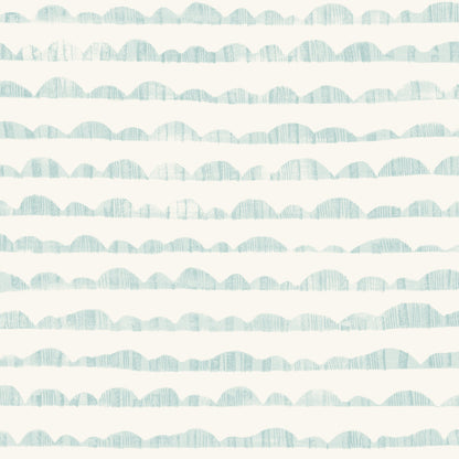marine blue and white rolling hill sketch pattern wallpaper