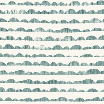 dark teal and white rolling hill sketch pattern wallpaper