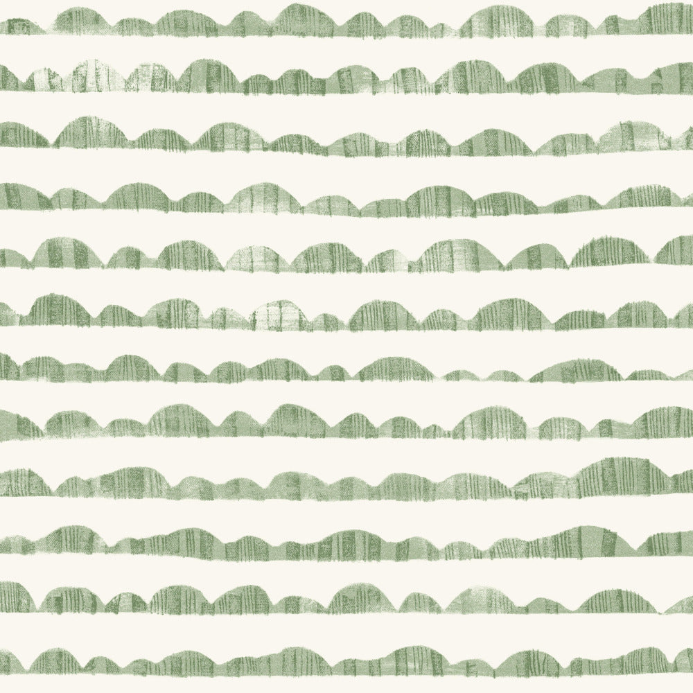 green and white rolling hill sketch pattern wallpaper