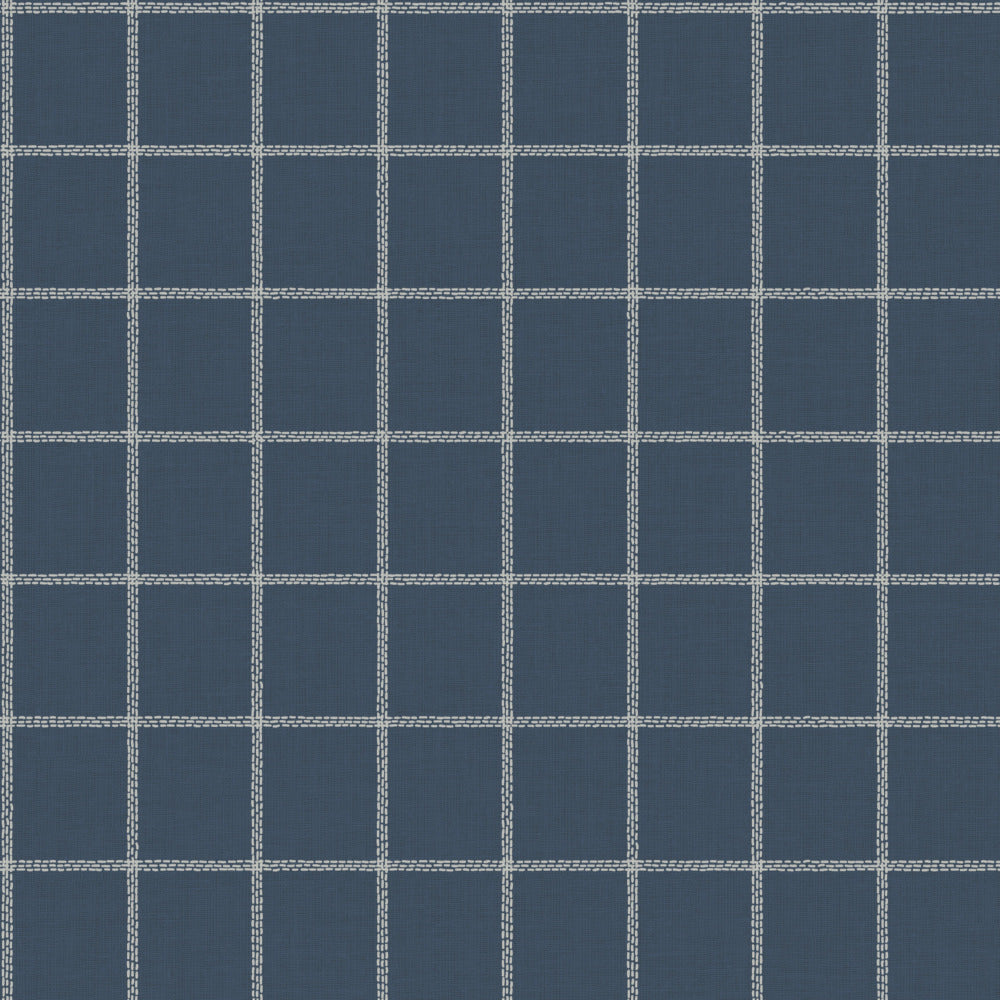 white linen check pattern on navy wallpaper