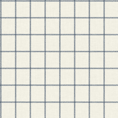 navy linen check pattern on white wallpaper