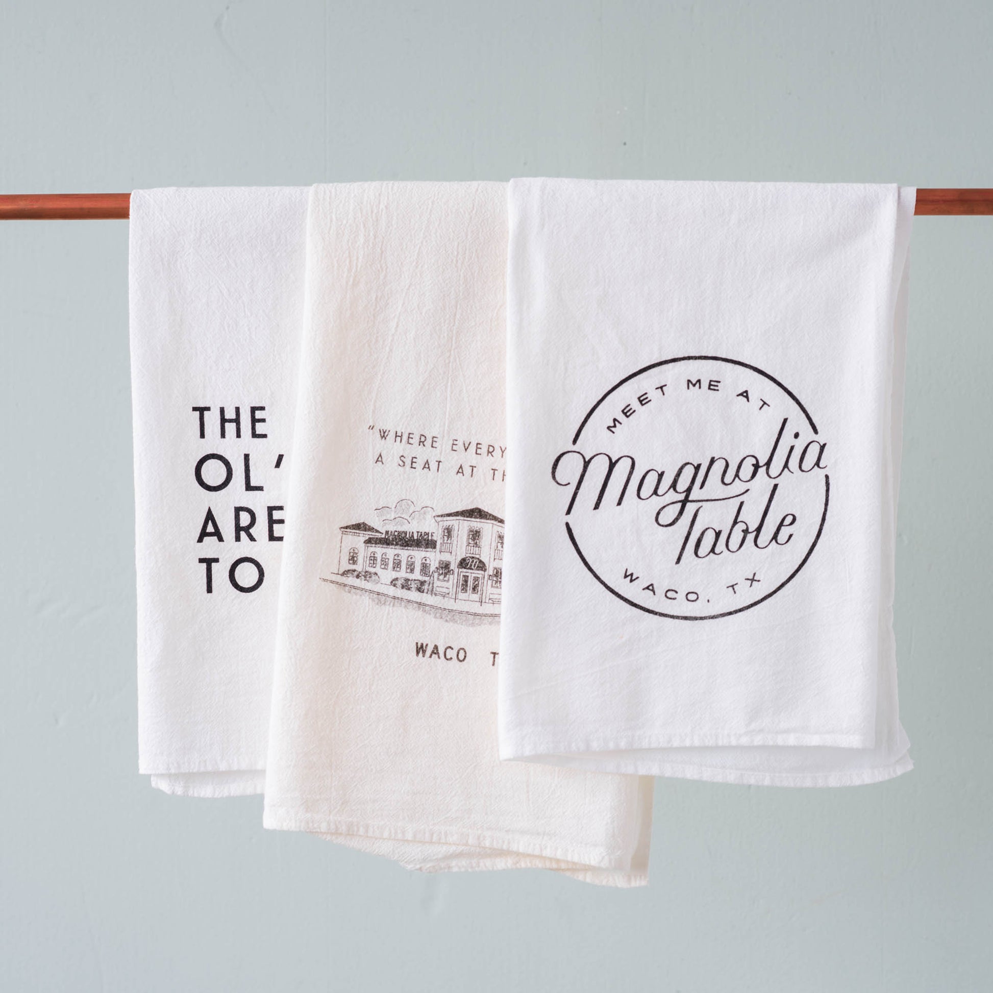 magnolia table restaurant branded tea towel