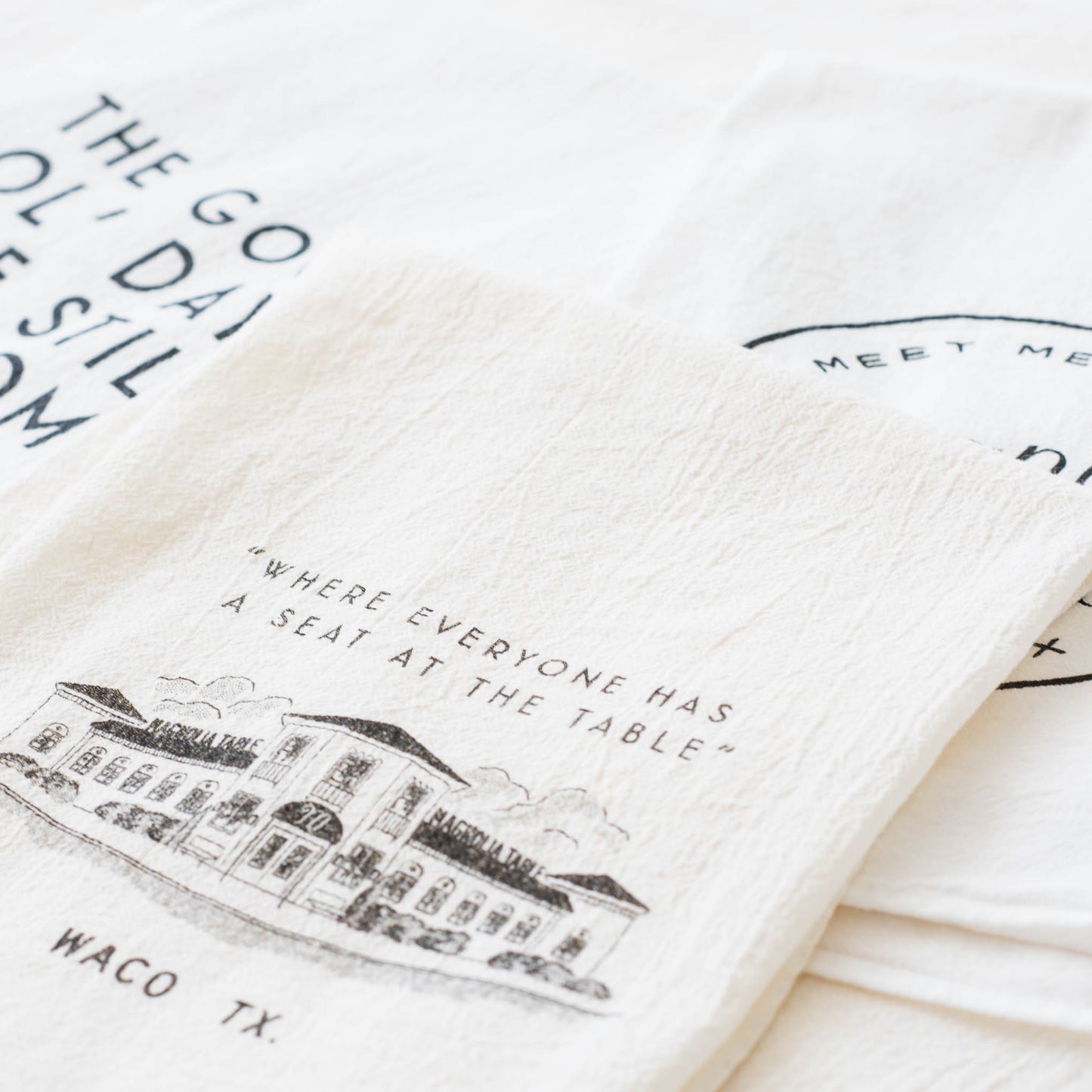 magnolia table restaurant branded tea towel