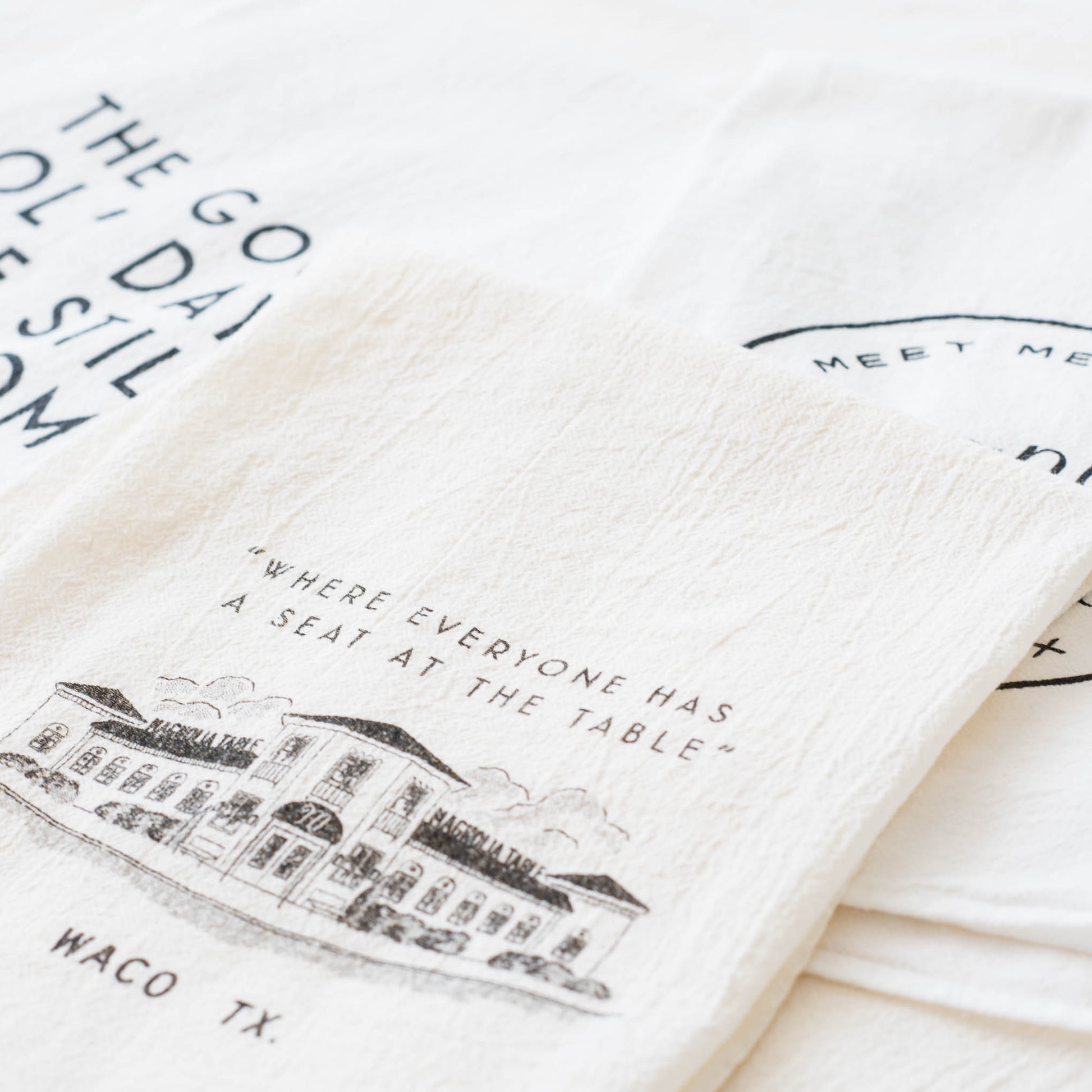 magnolia table restaurant branded tea towel