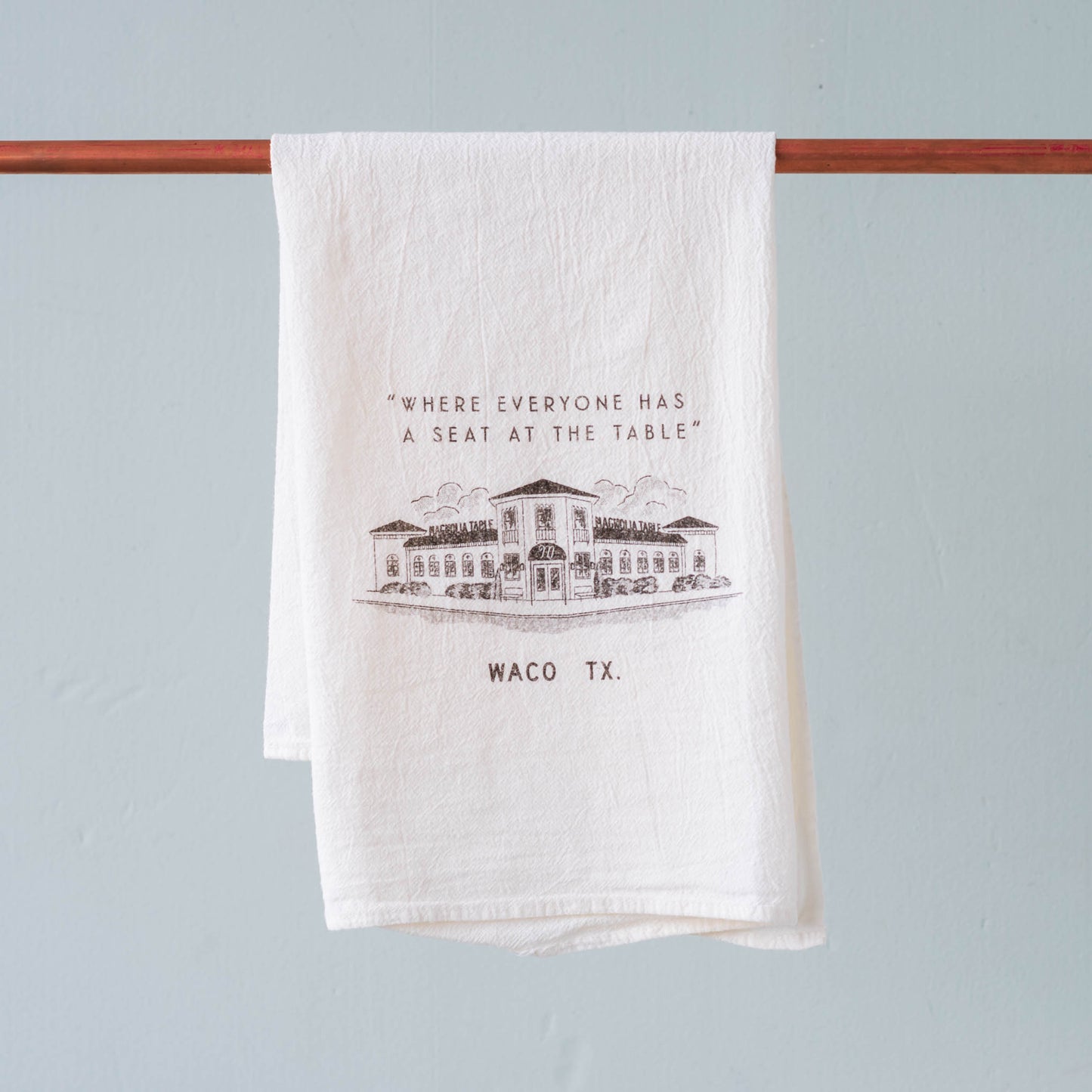 magnolia table restaurant branded tea towel