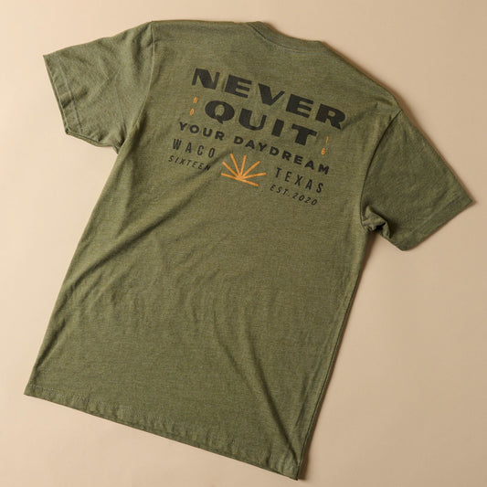 Magnolia Never Quit Military Green Shirt
