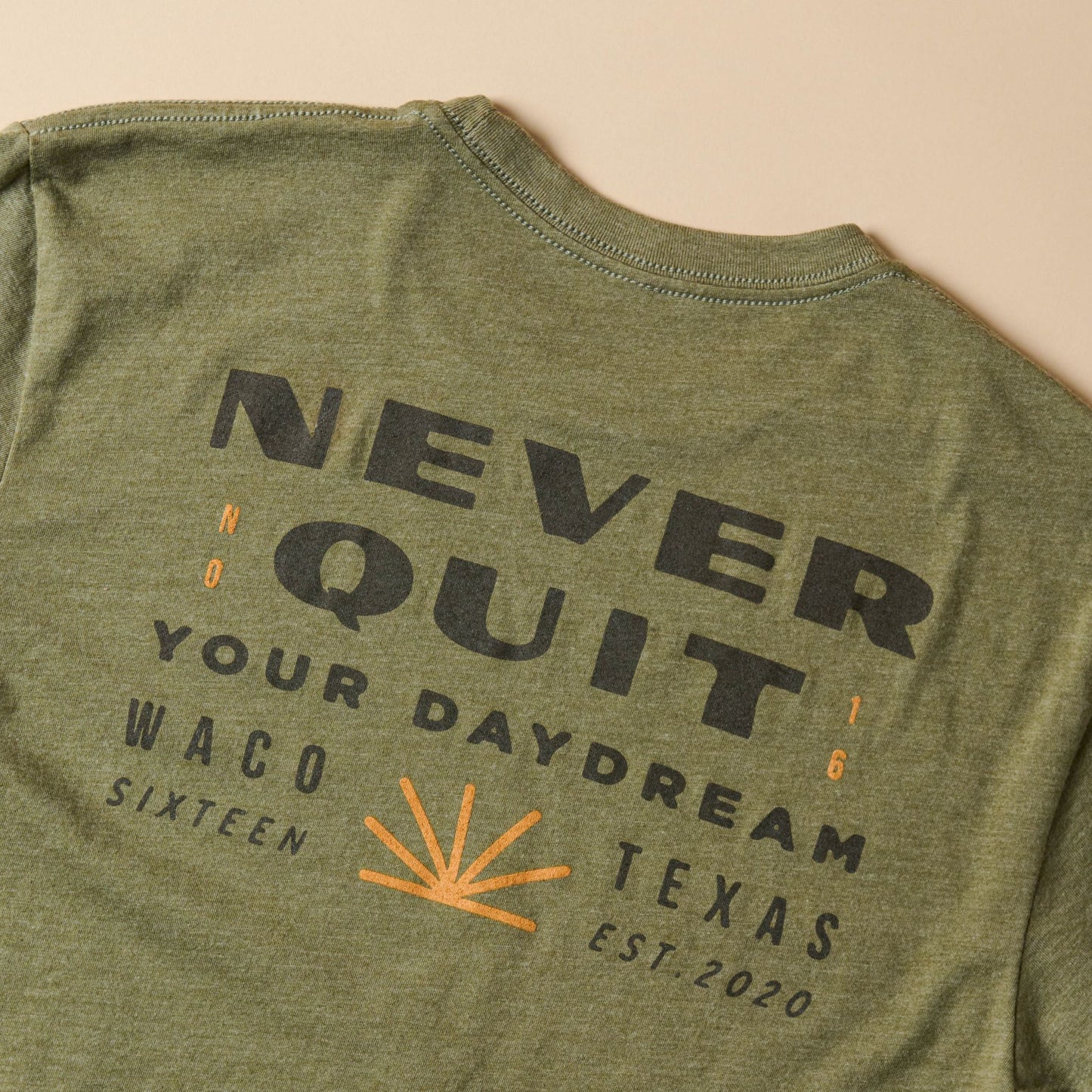 Magnolia Never Quit Military Green Shirt