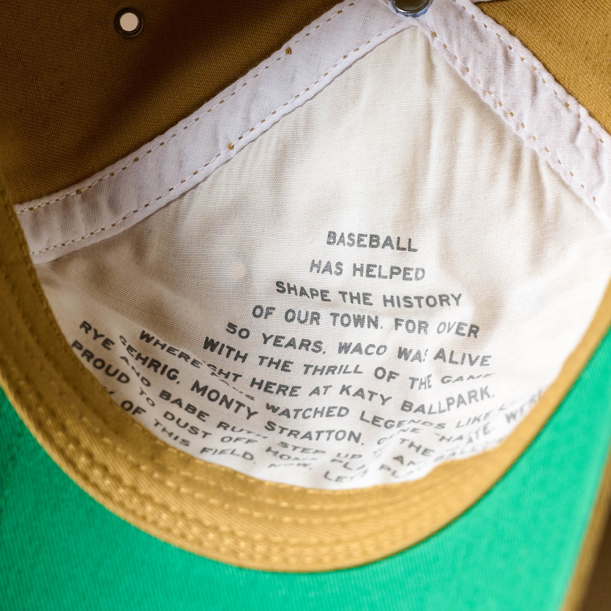 Silos Distressed Baseball Hat - inside of hat reads a note from chip