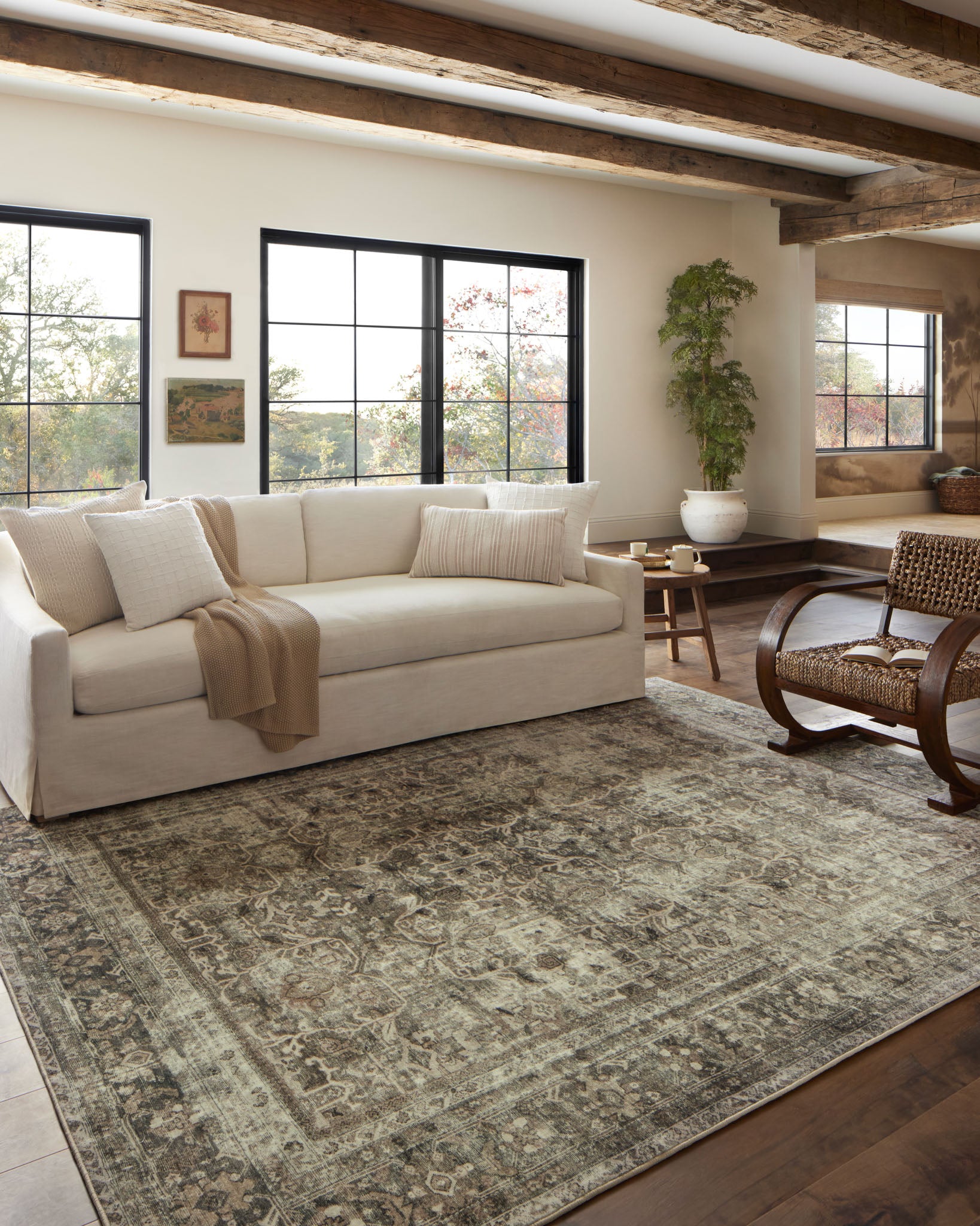 Sinclair Pebble Taupe Rug in living room