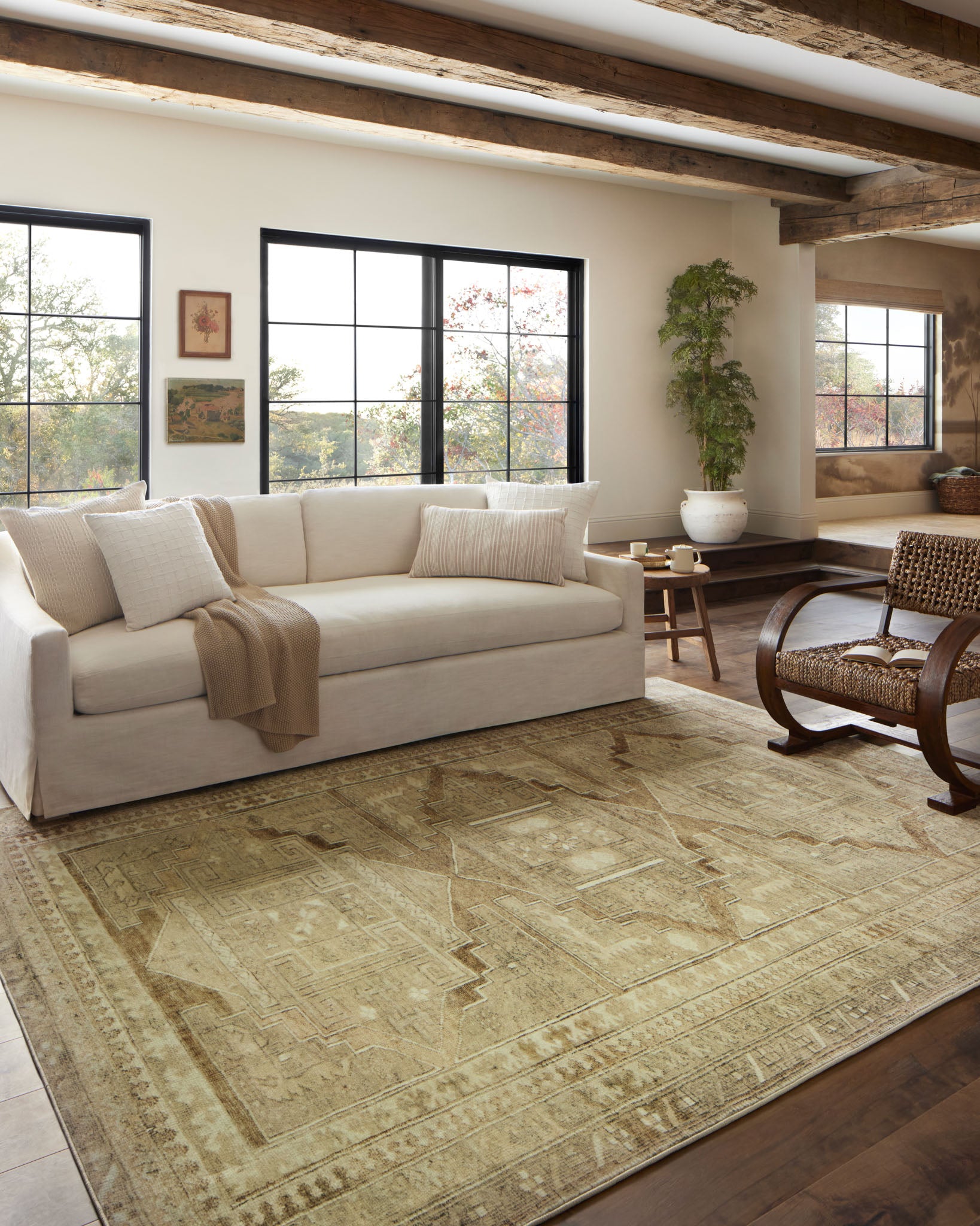 Sinclair Khaki Tobacco Rug in living room