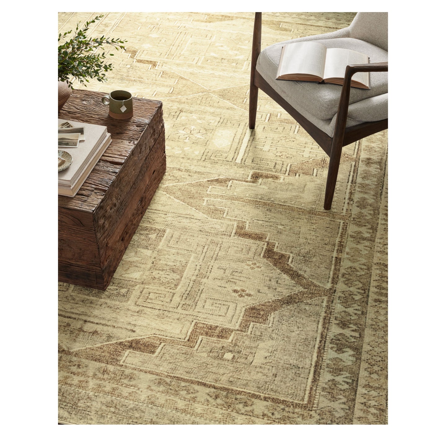 Sinclair Khaki Tobacco Rug under chair