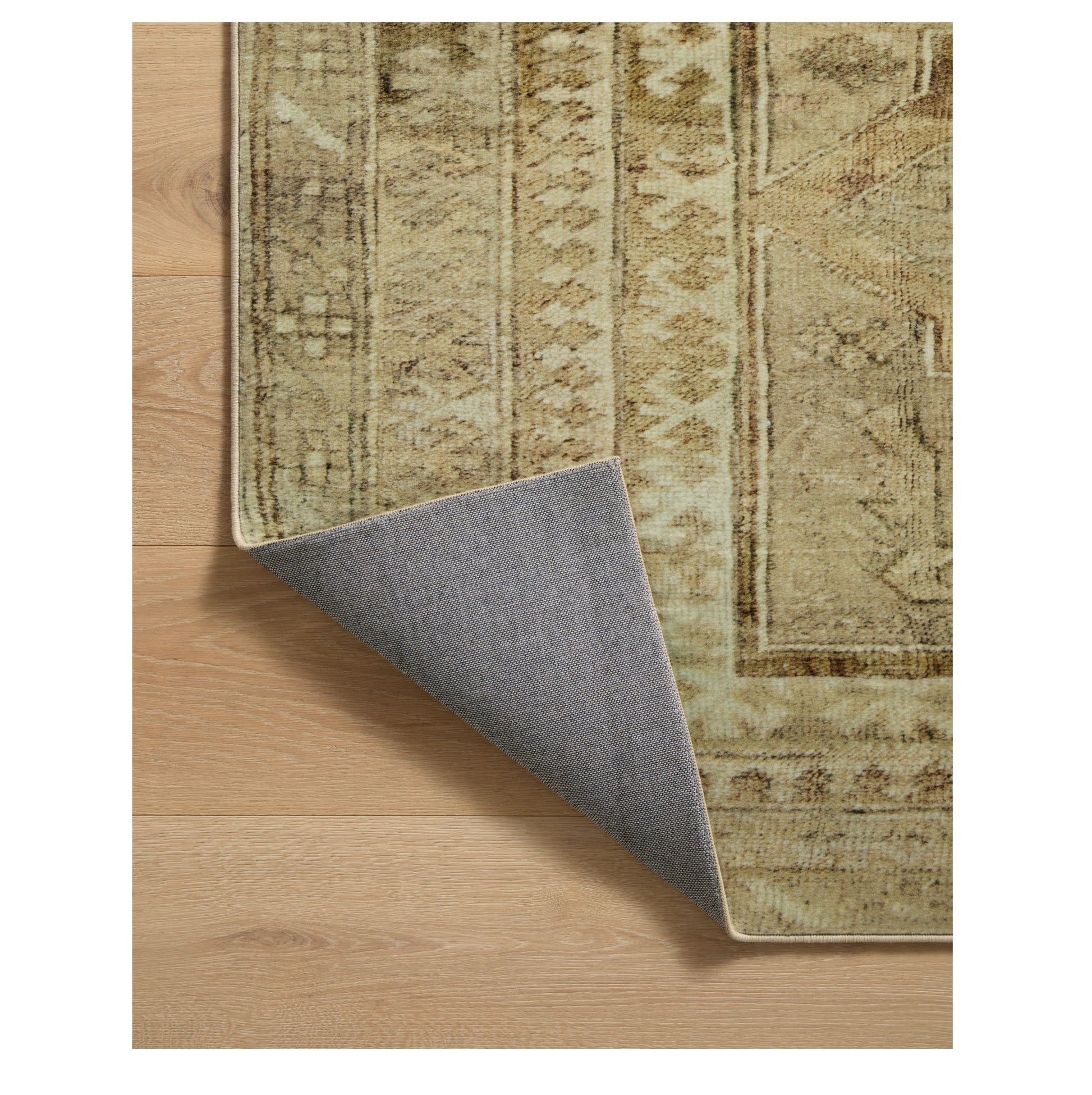 Sinclair Khaki Tobacco Rug corner flipped up