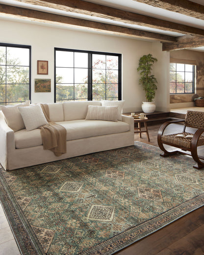 Sinclair Turquoise Multi Rug in living room