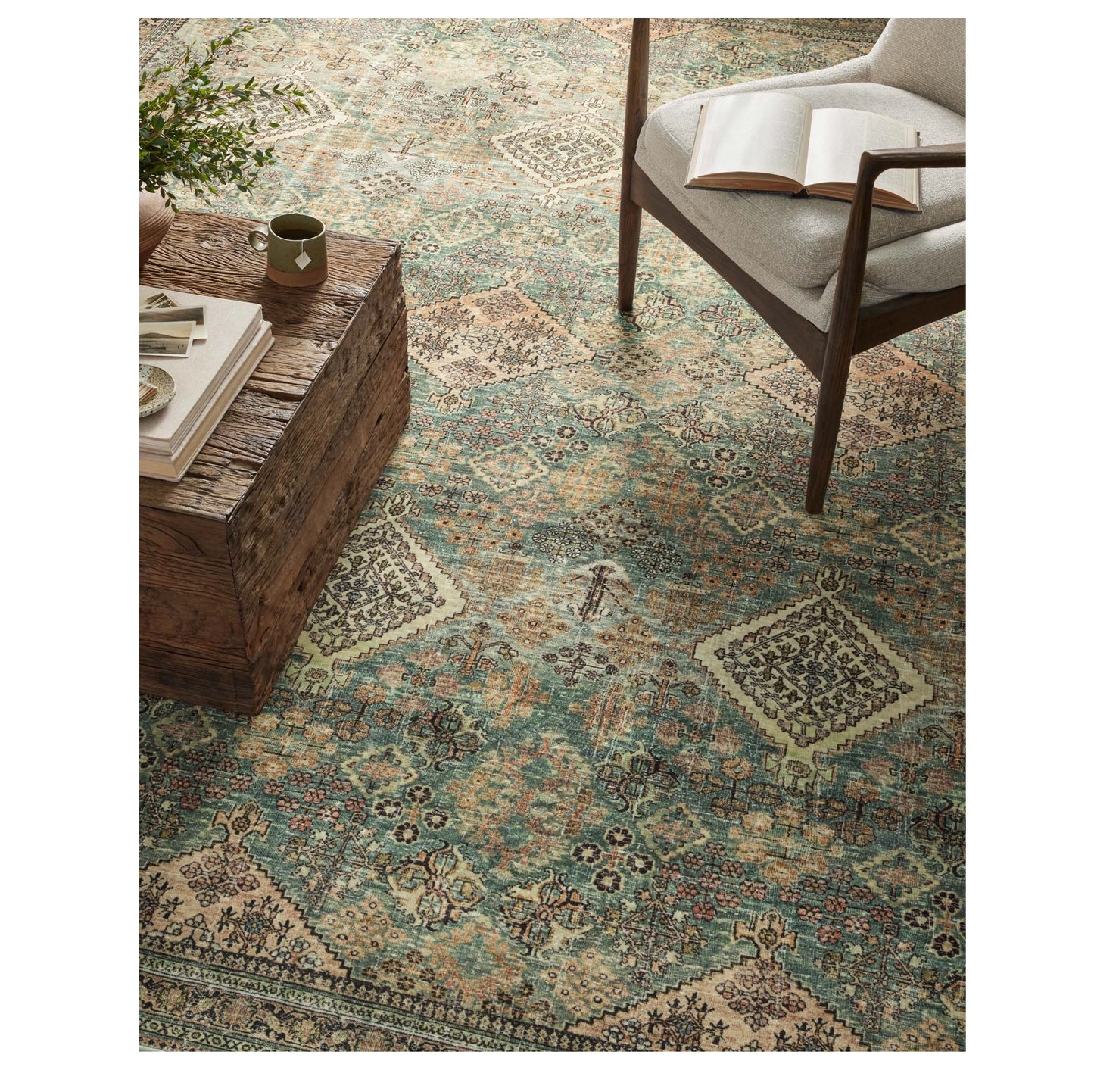 Sinclair Turquoise Multi Rug under chair