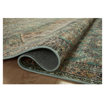 Sinclair Turquoise Multi Rug rolled