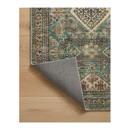 Sinclair Turquoise Multi Rug corner flipped up