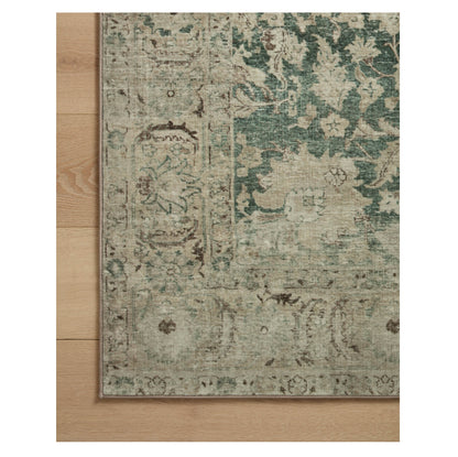 Sinclair Jade Sand Rug corner on wood floor