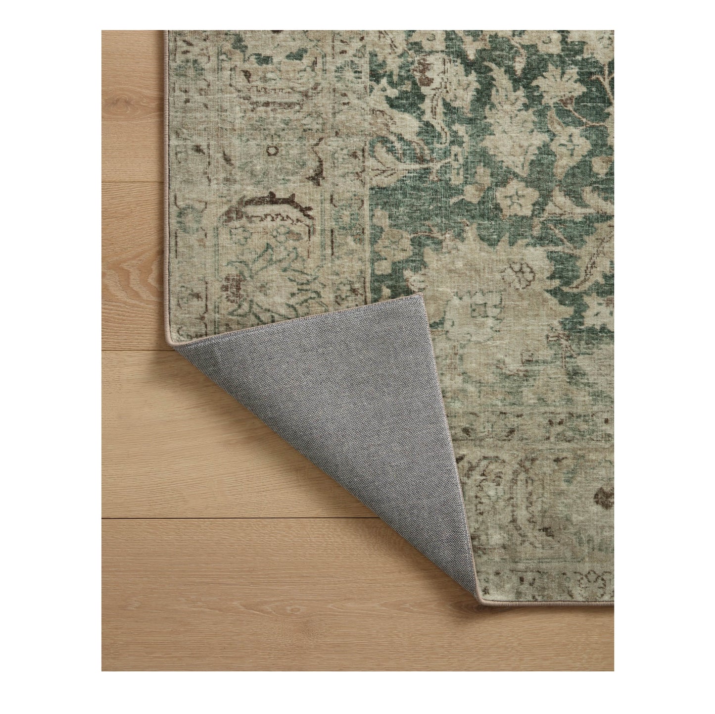 Sinclair Jade Sand Rug corner flipped up