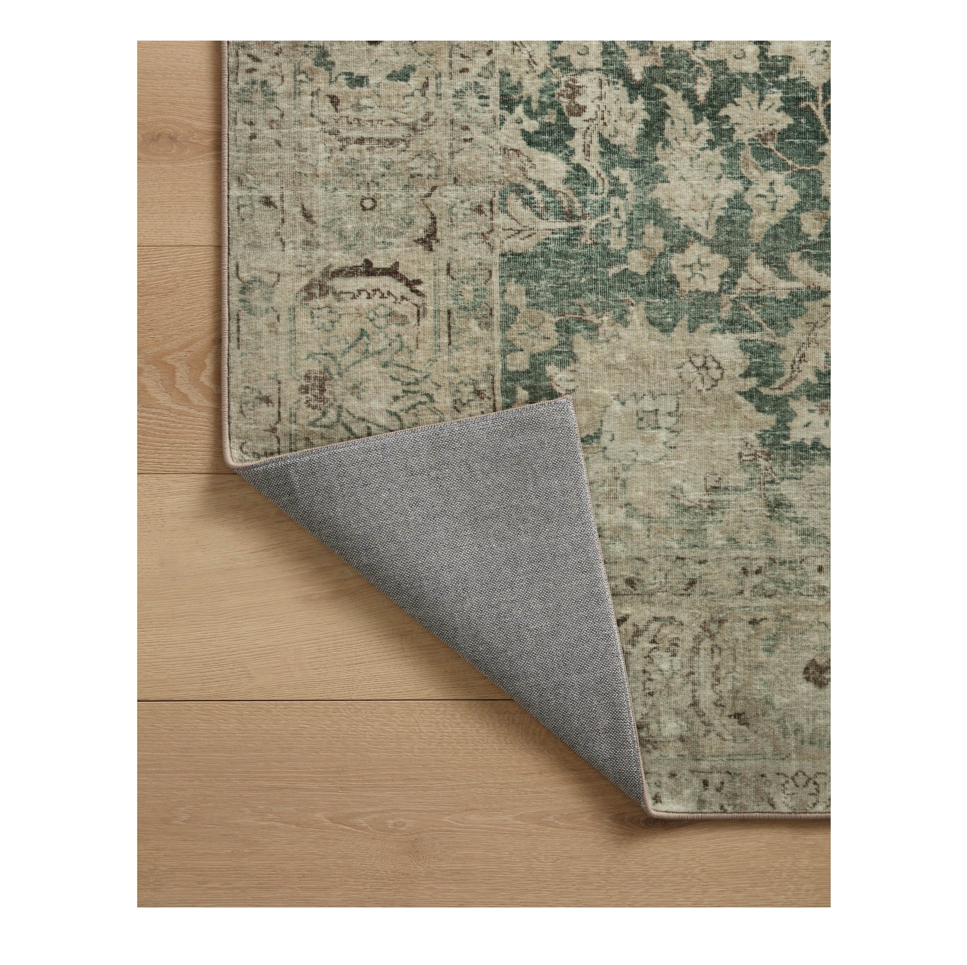 Sinclair Jade Sand Rug corner flipped up