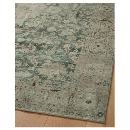Sinclair Jade Sand Rug corner on wood floor